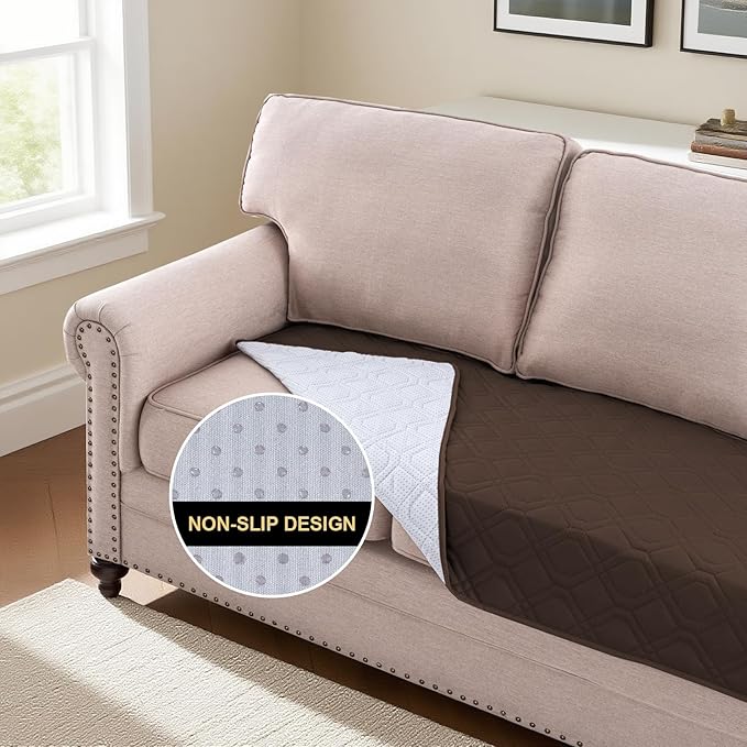 PrinceDeco Waterproof Dog Blanket Replacement Dog Bed Cover with Anti-Slip Back Washable Large Pet Couch Cover for Furniture Bed Couch Sofa(52x82 Inch,Brown)