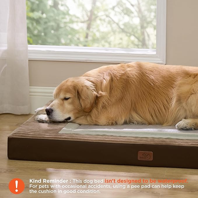Bedsure ComfyFleece XXL Dog Bed for Crate - Extra Large Orthopedic Pet Beds with Removable Washable Cover, NOT Waterproof Egg Crate Foam Mat, Suitable for Pet Up to 100 lbs, 47x29x4, Not for Chewers