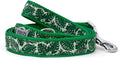 THE WORTHY DOG Tropical Leaves Patterned Nylon Leash for Dogs, Stylish, Durable, Woven Ribbon - Green, Small
