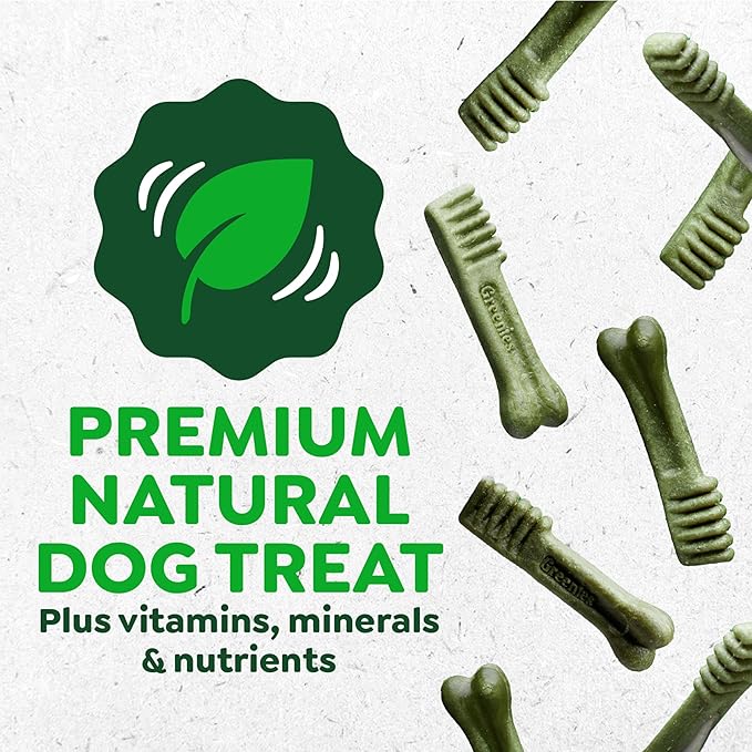 Greenies Dog Treats, Veterinarian-Recommended Natural Dental Dog Treats, Large Size, Mint Flavor, 12 oz. Pack, 8 Count