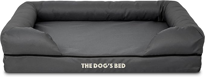 The Dog’s Bed Orthopedic Memory Foam Dog Bed with Bolsters, Oxford Fabric, Grey with Black Trim, Medium