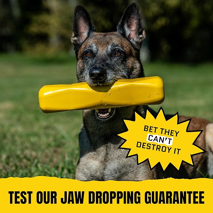 Giant XL Virtually Indestructible Dog Stick - Lifetime Replacement - Tough, Durable Chew Toy for Aggressive Chewers - Safe Non-Toxic Natural Rubber - Chew & Tug - Large - 12"x2.5", 2.25lbs