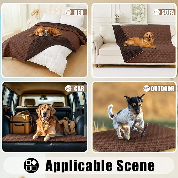 Smiry Waterproof Dog Bed Cover Blanket, Soft Reversible Pet Blanket, Washable Leakproof Cats Dogs Couch Cover for Sofa, Couch, Furniture (82x102 Inch, Brown/Chocolate)