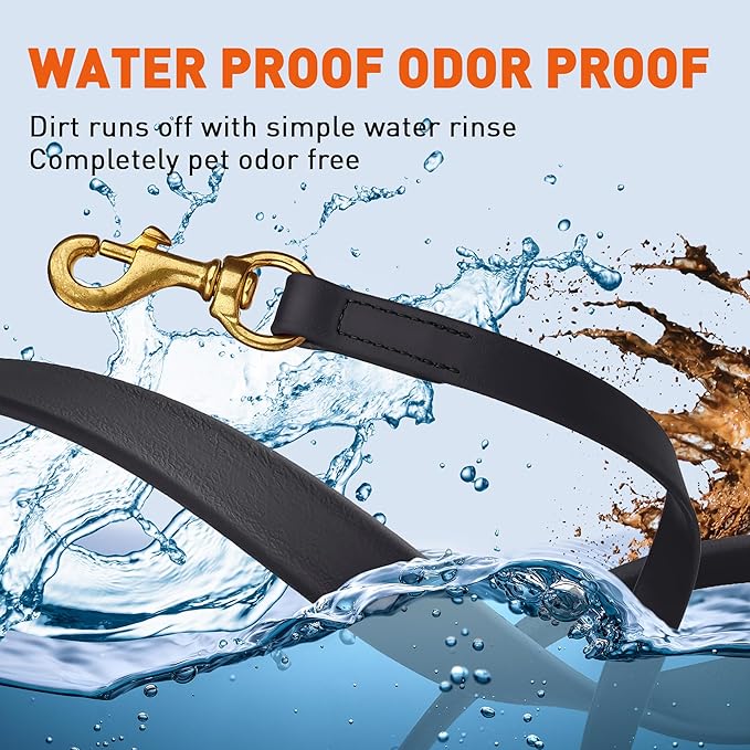 Viper Biothane K9 Working Dog Leash Waterproof Lead for Tracking Training Schutzhund Odor-Proof Long Line with Solid Brass Snap for Puppy Medium and Large Dogs 0.62 in Wide by 15 ft Long Black