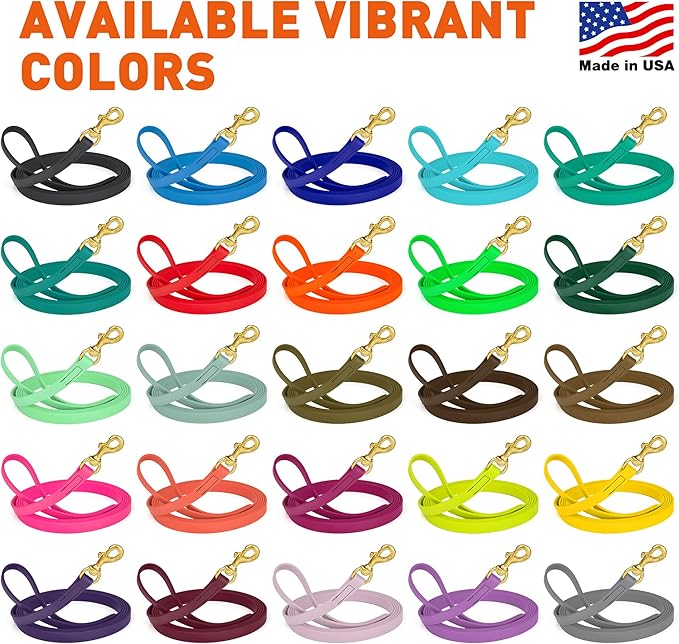 Viper Biothane K9 Working Dog Leash Waterproof Lead for Tracking Training Schutzhund Odor-Proof Long Line with Solid Brass Snap for Puppy Medium and Large Dogs, 33ft Safety Yellow