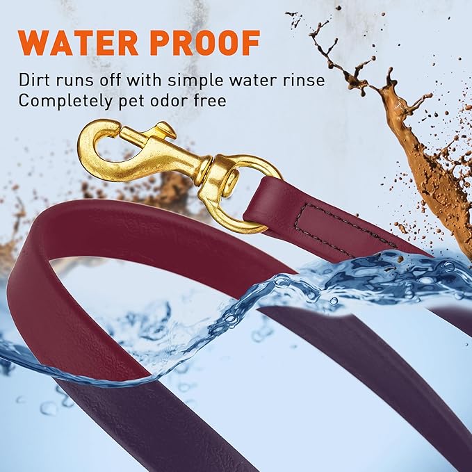 Viper Biothane K9 Working Dog Leash Waterproof Lead for Tracking Training Schutzhund Odor-Proof Long Line with Solid Brass Snap for Puppy Medium and Large Dogs, 33ft Merlot Burgundy