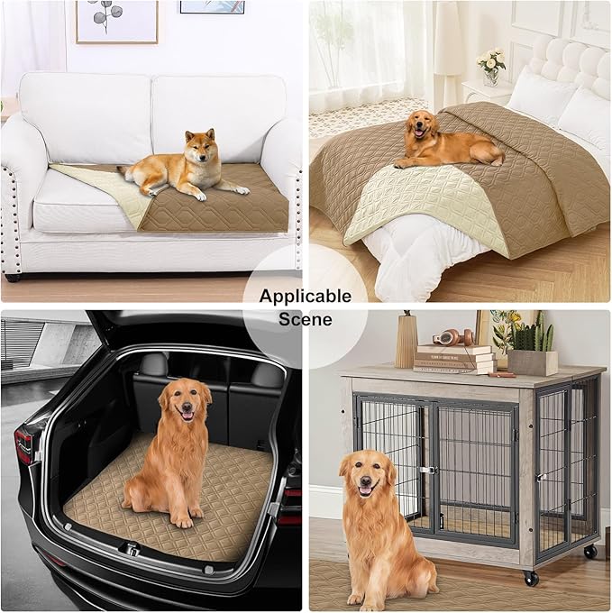 Smiry Reversible Waterproof Couch Covers for Sofa, Washable Dogs Pet Couch Covers for 3 Cushion Sofa Pet Friendly, Water Resistant Furniture Protector Slipcover, Geometric (68"x82", Camel/Beige)