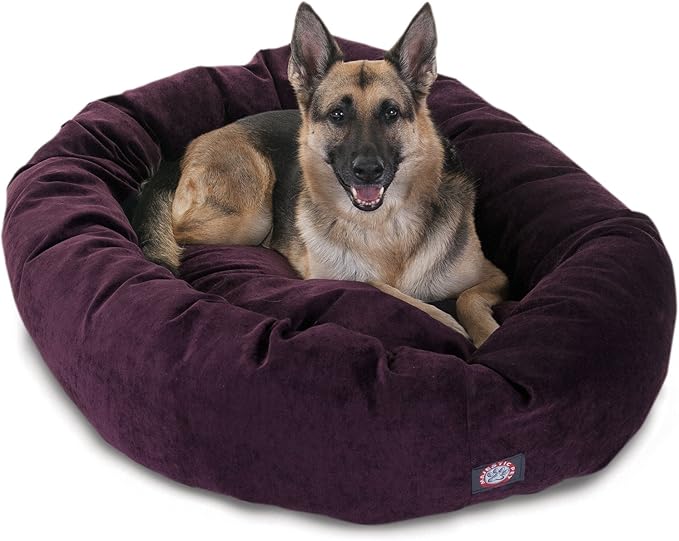 Majestic Pet Storm 24" Micro Velvet Dog Bed, Soft Round Pet Bed with Spine Support, Water Resistant, Machine Washable, 24x19x7 (inch) - Small