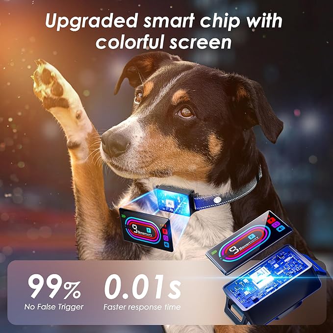 Dog Bark Collar, Smart Bark Collars for Dogs 5–130 lbs, Upgraded Anti Bark Training Collar with Beep, Vibration & Shock, 9 Sensitivity Levels, 5 Training Modes, Rechargeable & IPX7 Waterproof