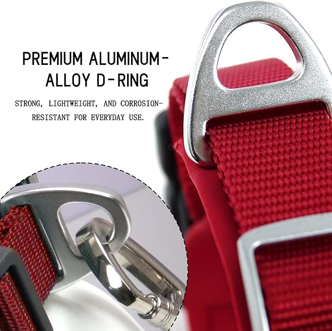 Upgraded Airtag Dog Collar, Adjustable Dog Collar with 450LB Escape-Proof Magnetic Buckle, Soft Anti-Wrinkle, Bite & Stain-Resistant Leather (Crimson Blaze, M)