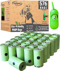 Biodegradable Dog Poop Bags with Dispenser (576 Bags) Eco-friendly doggy poop Pickup Bags 32 Refill Rolls Eco Dog Waste Bags Cat Litter Clamps & Poop Bags (32 Rolls, Uscented)
