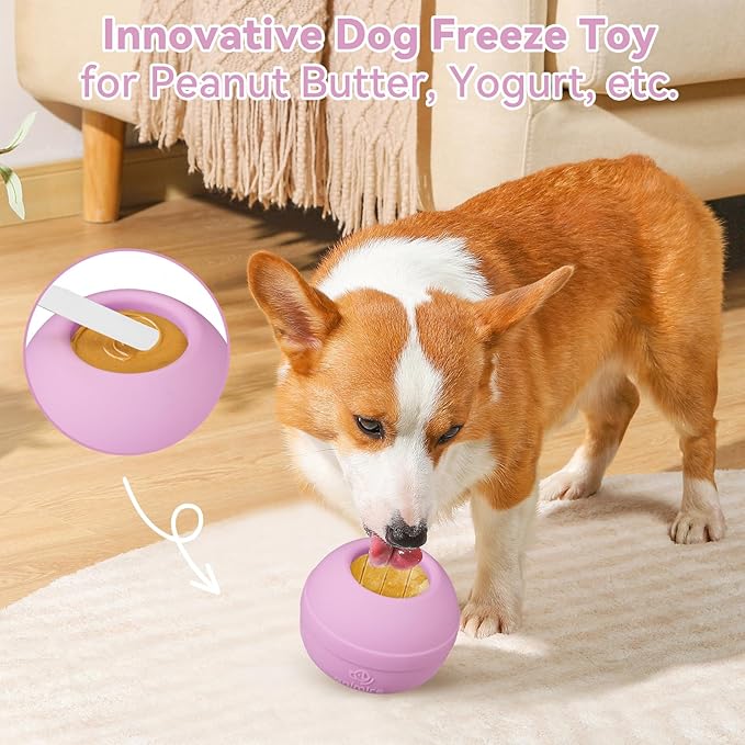 Long-Lasting Interactive Dog Lick Toy, Stuffable Dog Enrichment to Keep Dogs Busy, Wobbly Treat Dispensing Freezable Chew Toys, Food-Grade Safe (Pastel Purple,L)