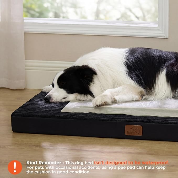 Bedsure ComfyFleece XL Dog Bed for Crate - Extra Large Orthopedic Pet Beds with Removable Washable Cover, NOT Waterproof Egg Crate Foam Mat for Pets Up to 80 lbs, 41"x27"x3.3", Not for Chewers