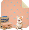 PJYuCien Washable Pee Pads for Dogs 2 Pack, 36" x 36" Non-Slip and Leak-Proof Pee Mat, Puppy Training Pads for Whelping, Playpen, Crate, Bed(Orange)