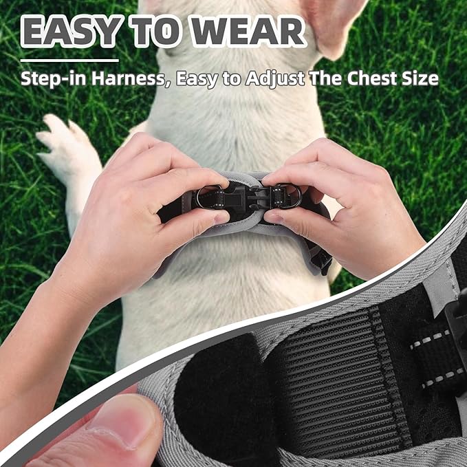 PUPTECK No Pull Dog Harness Small Sized Dog, Adjustable Reflective Escape Proof Easy Control, Comfortable Soft Padded Step in Pet Vest Harness, Black, S