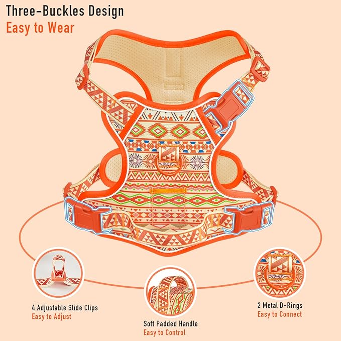 No-Pull Dog Harness for XS Sized Dogs, Anti-Escape Easy Walking Reflective Adjustable Lightweight Dog Vest with Breathable Oxford Material ID Card Slot, Easy on Easy Off with Neck Buckle, XS