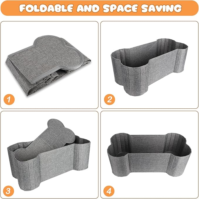 Lukeline Large Dog Toy Basket, Bone Shape Dog Toy Storage Box, Foldable Fabric Storage Bin for Pet toys and Pet Supplies, 26.4 * 12.6 * 9.5 Inches (1 Pack-Grey)