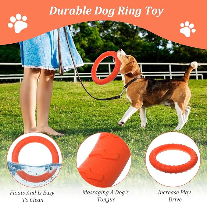 JIEYAO 4 Pcs Dog Training Ring for Outdoor, 12 Inch Pet Flying Disc for Aggressive Chewers, Durable Chew Toy Dog Ring Fetch Toys Floating Ring Toy for Large Medium Dogs Training and Teeth Cleaning