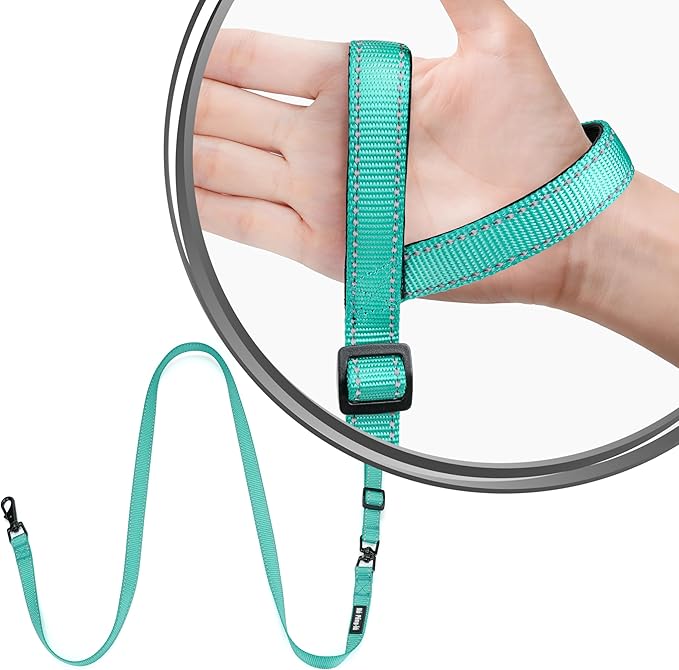 Hands-Free Dog Leash, Heavy Duty No-Pull Training Lead w/Anti-Tangle & Reflective Thread for Small Medium Dogs for Running/Walking Green 5Ft