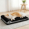 Orthopedic Dog Bed Medium Size Dog with Pillow 30''X20'', Waterproof Soft Comfortable Egg Crate Foam Pet Crate Beds Mat with Removable Washable Cover and Non-Slip Bottom, Black