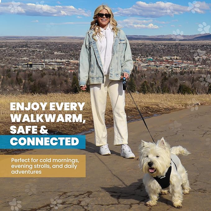 Heated Dog Leash Retractable Heavy Duty – 16’ Extendable Leash with 3 Heat Settings, USB-C Port to Charge Your Mobile, Heated Hand Grip, Reflective Design, for Large Dogs Up to 75 lbs