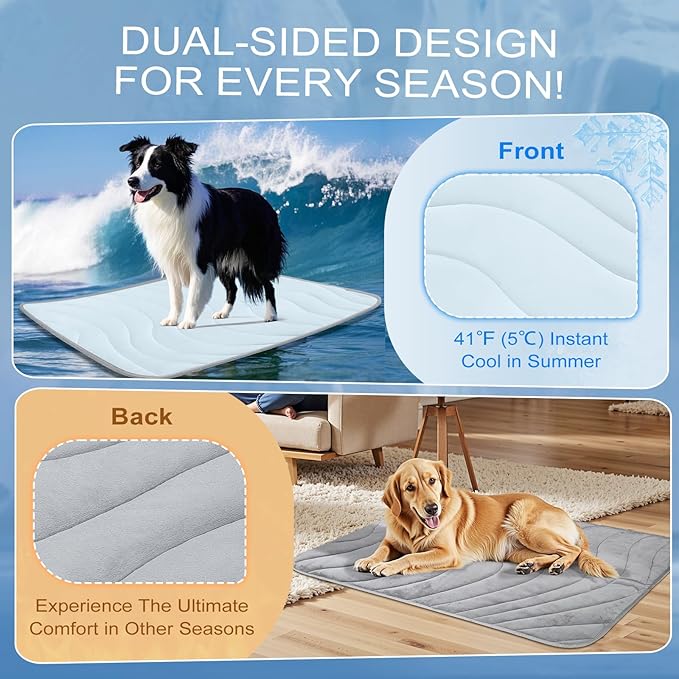Cozyide Dog Cooling Mat, Medium Cooling Mat for Dogs, Reversible Pad for Pet, 28" L x 22" W, Blue