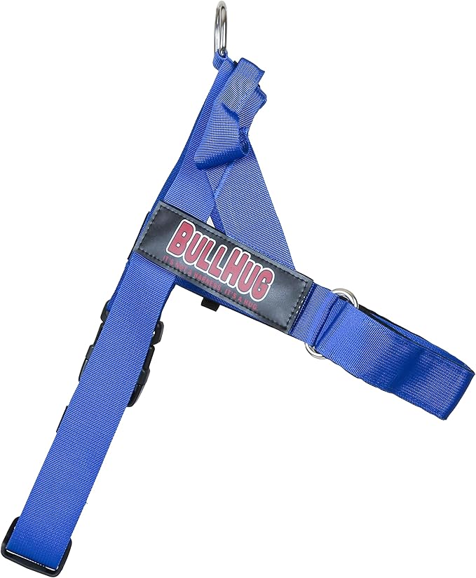 BULLHUG Adjustable Dog Harness– No Pull, No Choke – for English Bulldogs, French Bulldogs, Pugs & Broad-Chested Breeds – Easy, Safe Walks (Royal Blue, Medium)