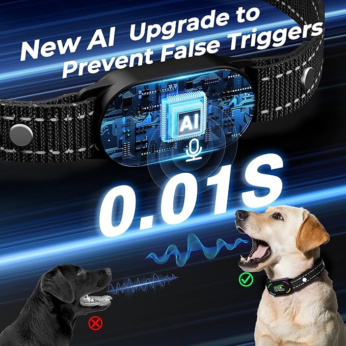 Dog Bark Collar, Rechargeable Smart Collar, with 4 Adjustable Modes Beep Vibration and 5 Adjustable Sensitivities, Bark Collar for Large Medium Small Dogs (Orange+Black)
