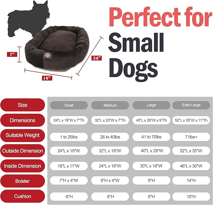 Majestic Pet 24 Inch Micro Velvet Calming Dog Bed Washable – Cozy Soft Round Dog Bed with Spine for Head Support - Fluffy Donut Puppy Mat 24x19x7 (inch) Small - Storm (2025)