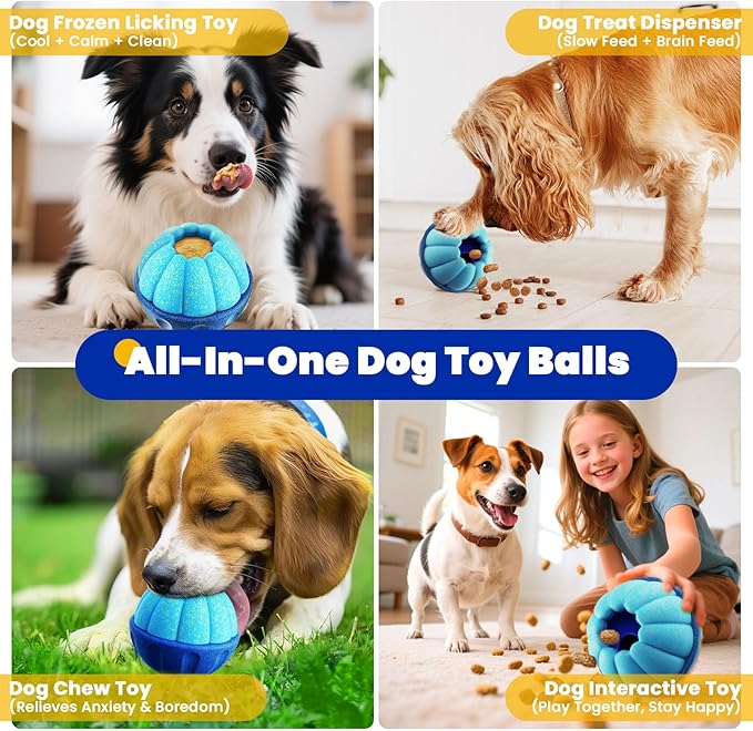 Frozen Dog Treat Toys to Keep Them Busy,Interactive Puzzle Treat Dispensing Dog Toys Ball,Frozen - Licking - Slow Feeder - Cognitive Dogs Enrichment Toy,Durable Small Medium Large Dogs Chew Toy