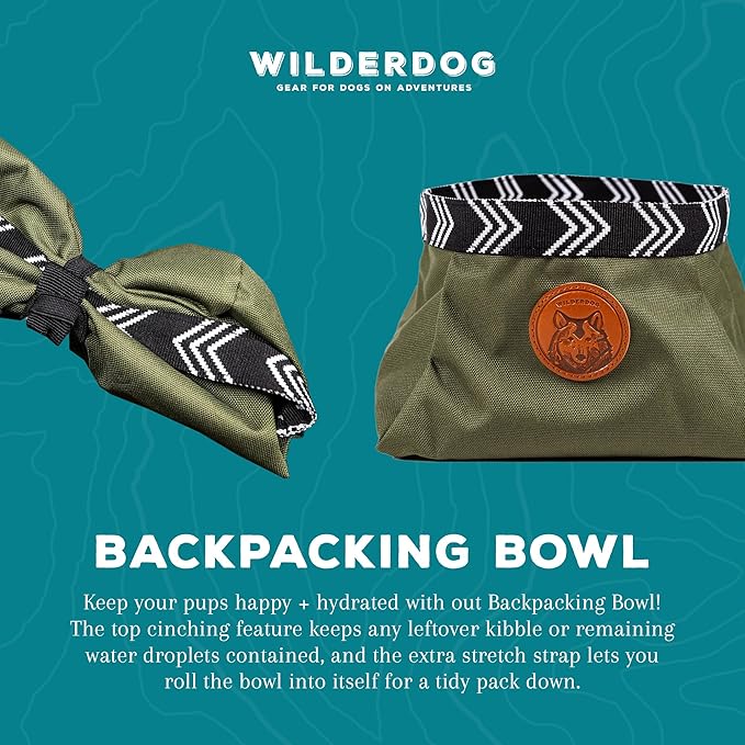 Wilderdog Backpacking Bowl - Holds Food & Water Up to 64oz - Olive