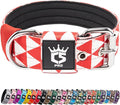 TSPRO Tactical Dog Collar 1.5 Inch Wide Thick Dog Collars with Heavy Duty Metal Buckle, Durable, Strong, Adjustable for Medium to Large Dogs (Geometric L)