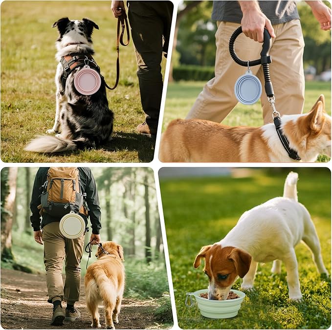 2-Pack,LeeRound Large Breed Collapsible Dog Bowls Meet Needs in Different Scenarios, Food-Grade Silicone Bowls, Portable Dog Travel Bowls with Hook, Indoors &Outdoors Feeding Kits,Pet Essentials
