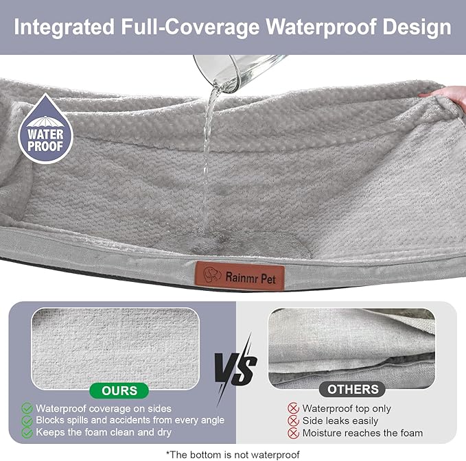 Orthopedic Dog Bed Medium Size Dog, Memory Foam Dogs Bed for Medium Dogs, Washable Removable Cover, Nonskid Bottom, Waterproof, for Indoor, Outdoor, Crate ＆ Car Use, 35x23x6 Inches, Light Grey