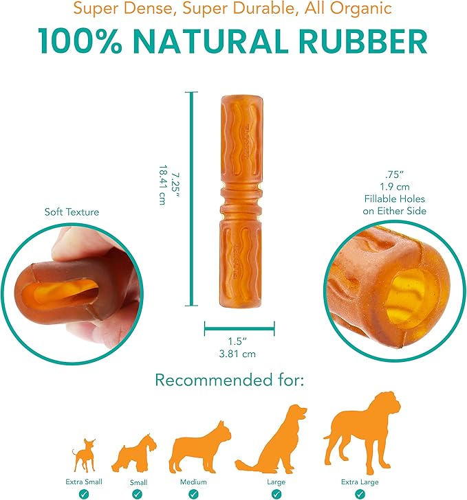 Fuzzy Puppy Dog Toys for Aggressive Chewers: All-Natural Rubber, Durable Dog Chew Toy, Fillable Interactive Dog Toys, Great Teething Toys for Puppies | FLOSSER (FP-Toy14)