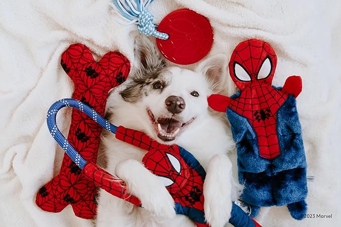 ZippyPaws Marvel ZippyTuff Teetherz - Teething Dog Toy for Puppies, Tough Dog Chew Toy for Aggressive Chewers, Spider-Man