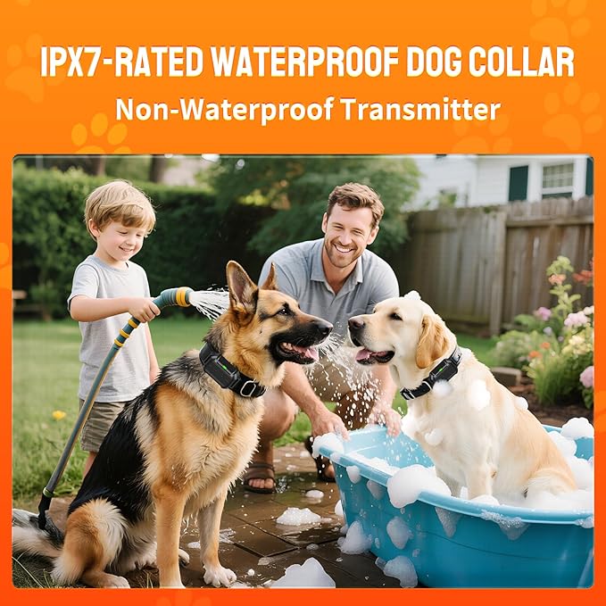 Wireless Fence for 3 Dogs Radar Wireless Dog Fence, 10–120ft Adjustable Boundary, IPX7 Waterproof Dog Collar, Beep/Vibration/Shock Collar, Dog Fence Outdoor for Yard (2 Collars)