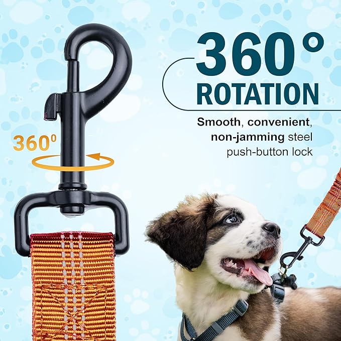 Hands Free Dog Leash for 2 Dogs – Waist Leash for Dog Walking with Dual Bungee, Reflective No Pull Design, Adjustable Belt & Pouch for Running, Hiking, Jogging