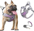 Small Dog Harness and Leash Set,No Pull Adjustable Step in Soft Mesh Vest Harness,Easy Walk Reflective Pet Harness with Padded Handle for Walking Training Small Medium Large Dogs and Cats (Purple, S)