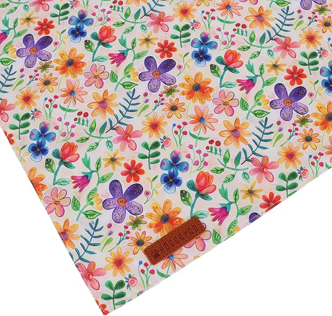 ADOGGYGO Floral Dog Bandanas, Colorful Flower Pet Scarf, Multi Size, Spring Summer Floral Bandanas for Medium Large Dogs Pets (Large)