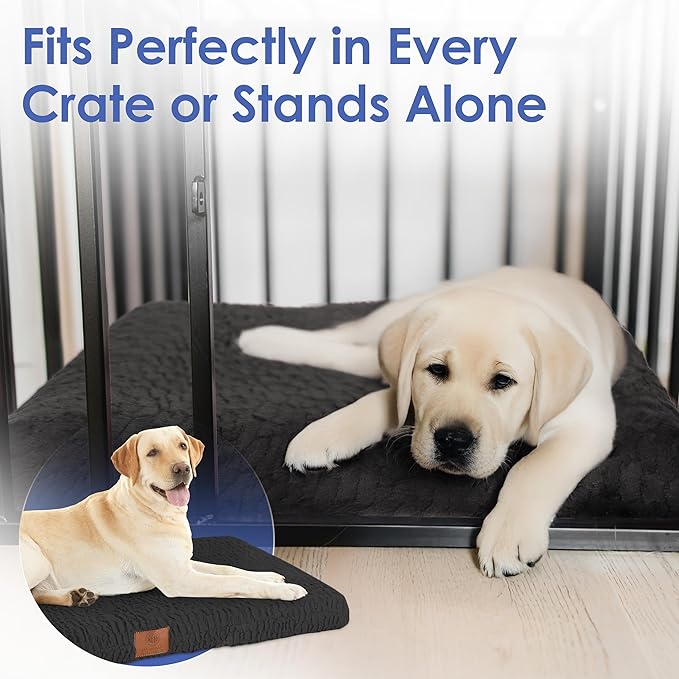 American Kennel Club Orthopedic Memory Foam Dog Crate Mat, Egg Crate Foam Cushion, Washable Cover, Non-Slip Base, Eases Joint Pain, Breathable, Durable, 42x27, Black