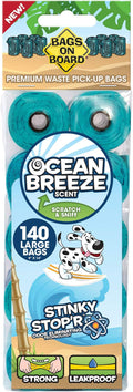 Bags on Board Odor Control Dog Poop Bags | Ocean Breeze Scent | 9 x14 Inches, 140 Waste Pickup Bags (3203940043)