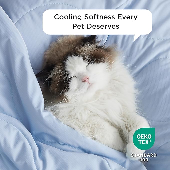 Bedsure Premium Cooling Blanket for Medium Dog - Q-MAX>0.5, Breathable Summer Washable Cold Pet Throw Blanket, Soft Durable Self Cooling Cat Mat for Hot Weather, Powder Blue, 30x40