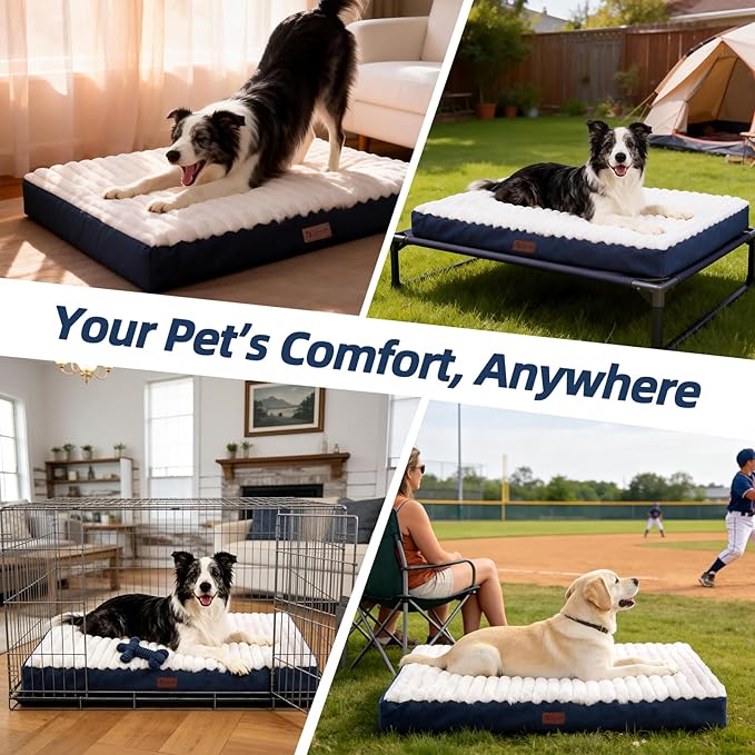 Orthopedic Dog Bed with Firm High-Density Egg Crate Foam, Machine Washable Cover & Non-Slip Bottom for Medium Breeds (Blue, 29" L x 18" W x 3" H)
