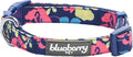 Blueberry Pet Made Well Profound Floral Print Adjustable Dog Collar in Navy Blue, X-Small, Neck 7.5"-10"