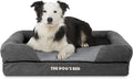 The Dog’s Bed Orthopedic Memory Foam Dog Bed with Bolsters, Plush Fabric, Grey Plush, Large