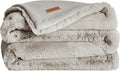UnHide Marshmallow - Faux Fur Blanket - Heavy Weight, Extra Soft Blanket - Made from Recycled Materials - Machine Washable - Small (50" x 60") - Greige