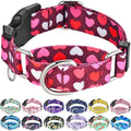 Pink Martingale Collar for Dogs with Buckle Adjustable Heart Valentines Dog Collars (Burgundy Love, Medium)