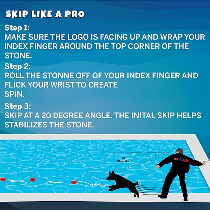 Skip NN' Fetch Small/Medium Floating Dog Toys Qty 2 | Stone Skipping Meets Fetch | Fun for Swimming Pool, Lake, Beach, and Land | Perfect Floating Water Toys for Small/Medium Dogs |