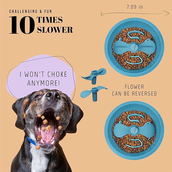 AVERYDAY Slow Feeder Dog Bowls for Medium Breed, 1.5 Cups Engagement Food Puzzle Bowl with Spinning Slow Feeder Insert, Non-Slip Base, Fits for Raised Stand, Hard Maze Design for Medium and Small Dogs